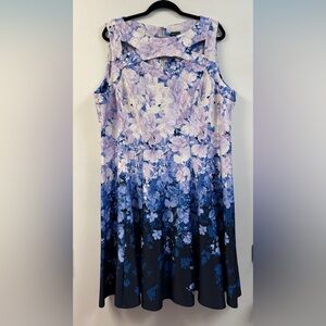 Gabby Skye Lavender & Navy Floral Midi Dress